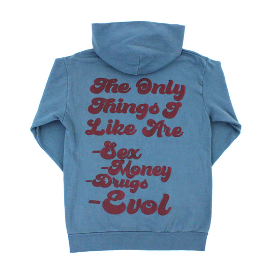 EVOL Love Is For Lames Blue and Maroon Hoodie