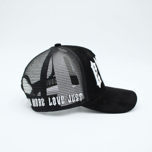 EVOL New Font Trucker Hat Black/White (Suede Edition)