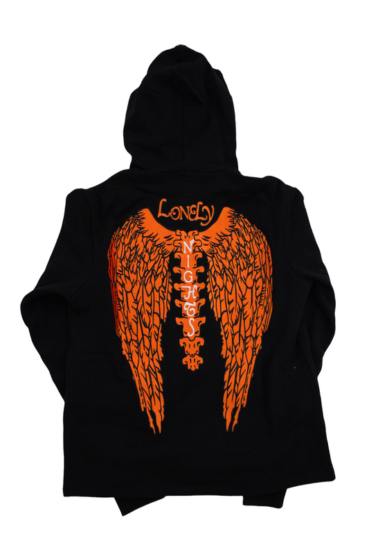 Lonely Nights Keep Going Hoodie Black/Orange LNC