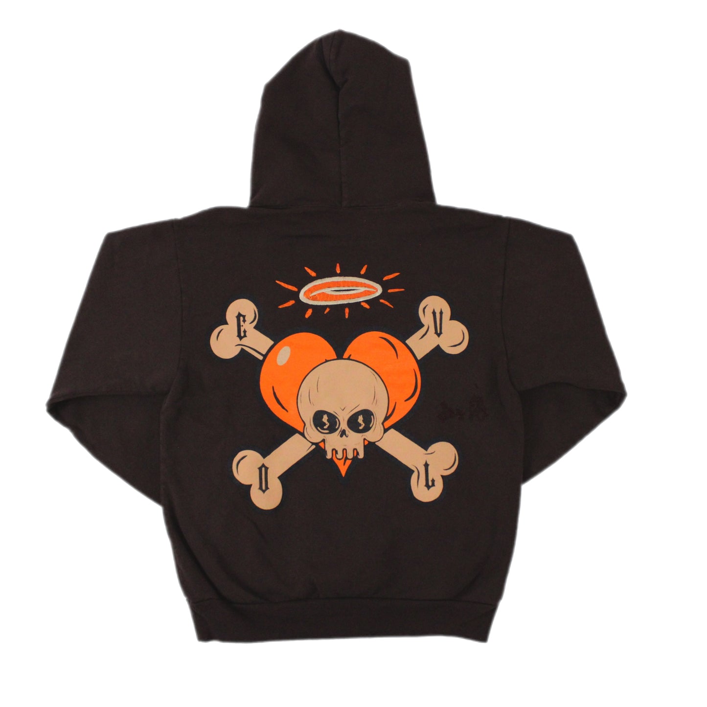 Evol Heavy Weight Skull Hoodie Brown