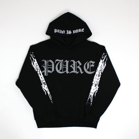 PAIN IS PURE THE REAPER ALMOST GOT ME HOODIE BLACK/WHITE