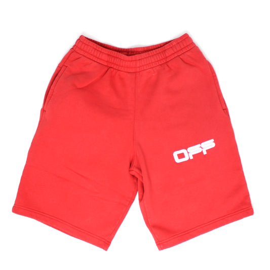 Off-White Airport Tape Sweatshort Red