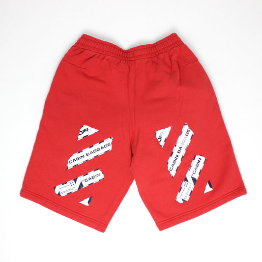 Off-White Airport Tape Sweatshort Red