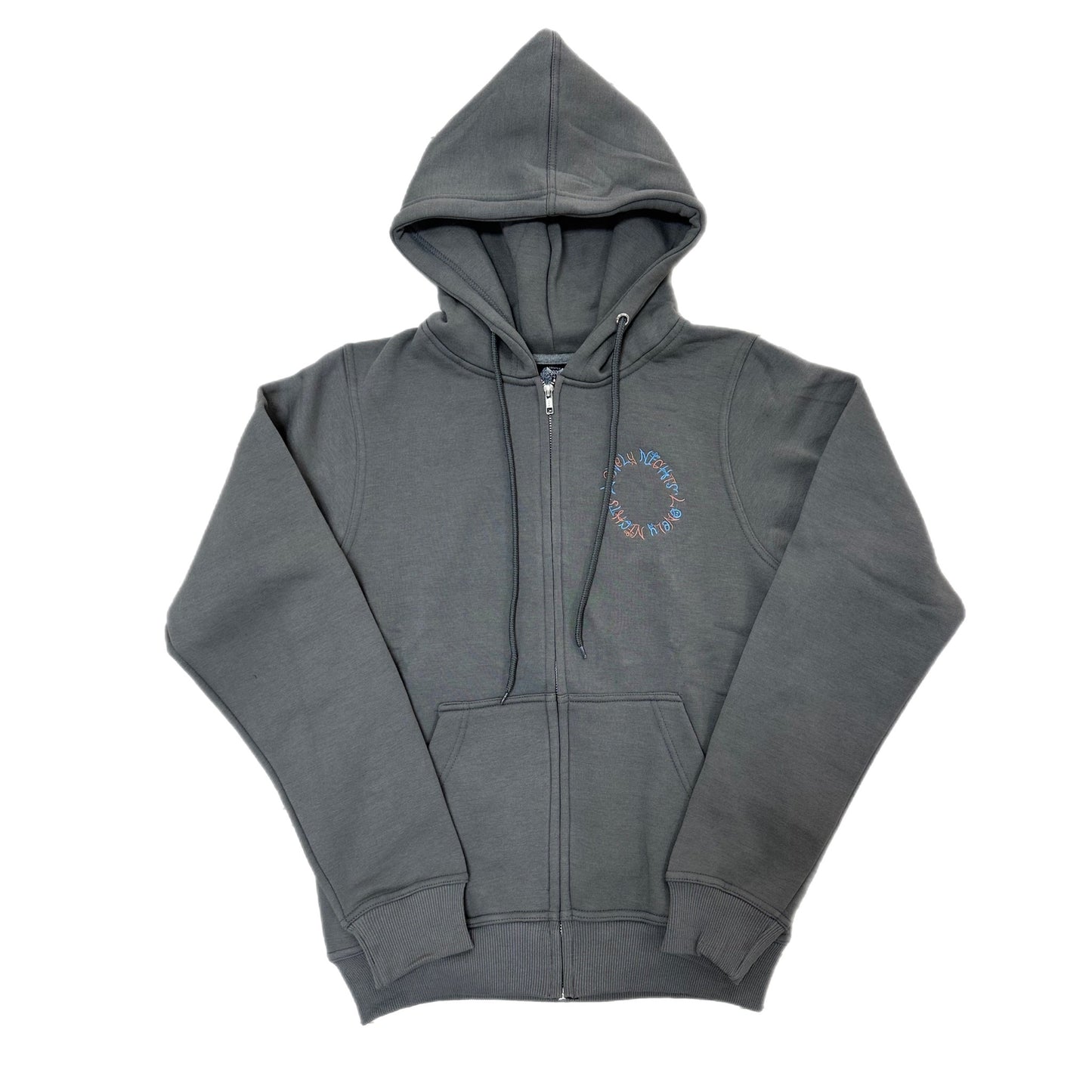 Lonely Nights Zip-Up Hoodie Grey/Teal/Coral