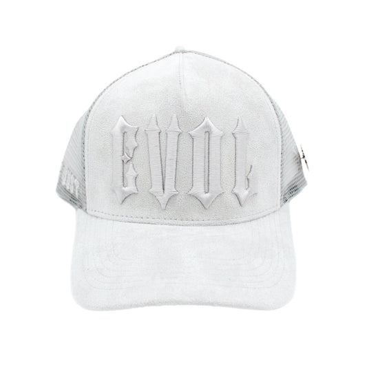 EVOL New Font Trucker Hat Grey/Platnium (Suede Edition)
