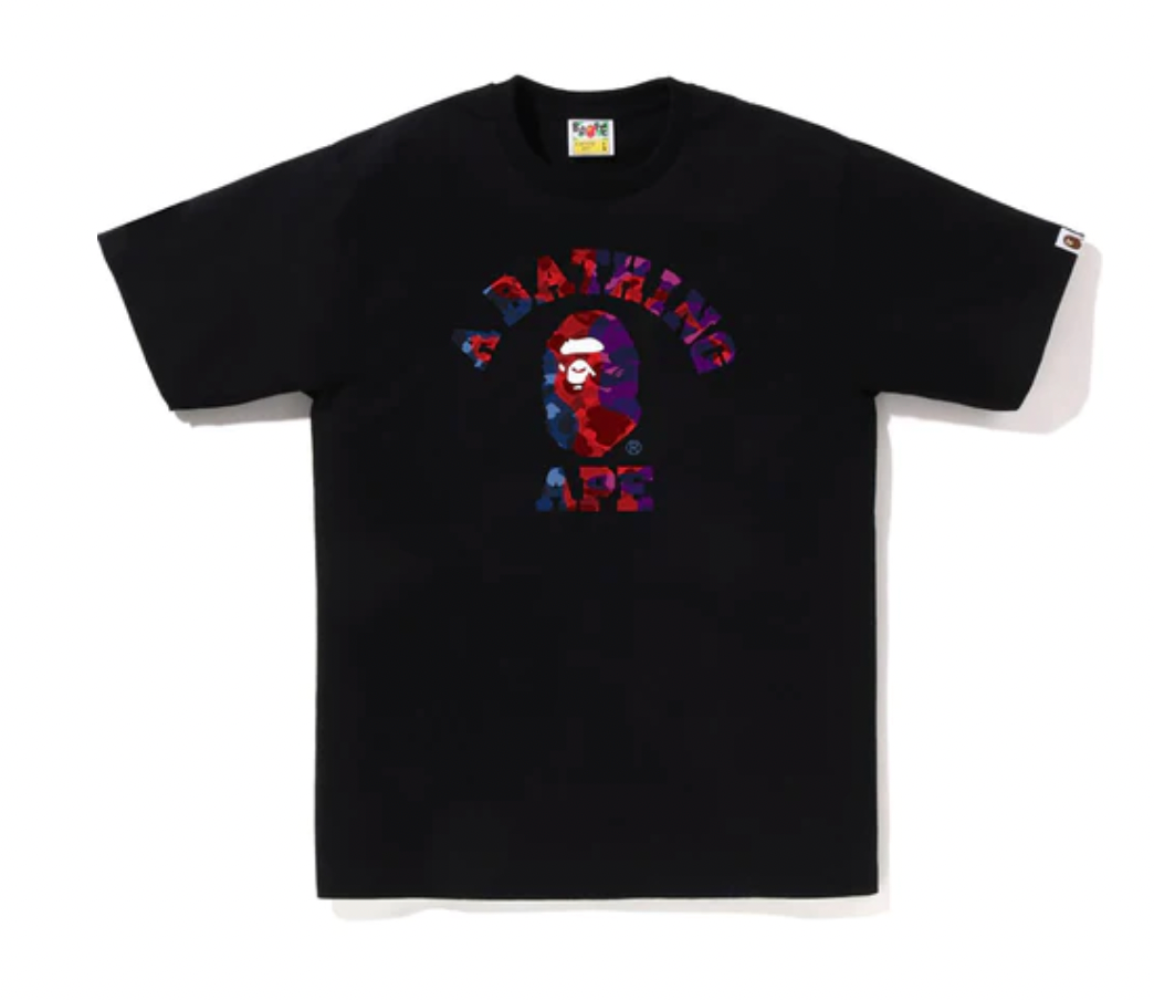 Bape Color Camo Crazy College Tee Black