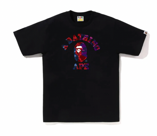 Bape Color Camo Crazy College Tee Black
