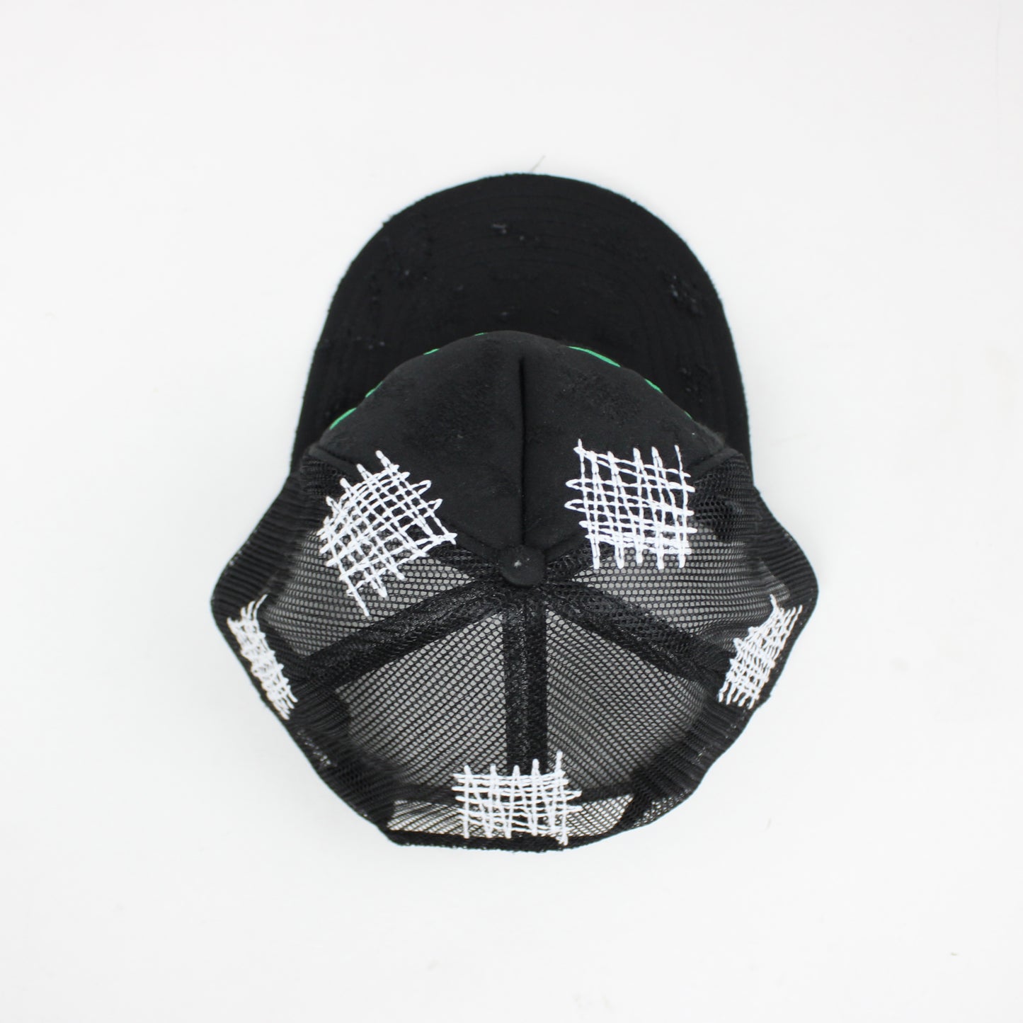 PAIN IS PURE 'PURE' LOGO NEEDLE REPAIR TRUCKER HAT BLACK/GREEN