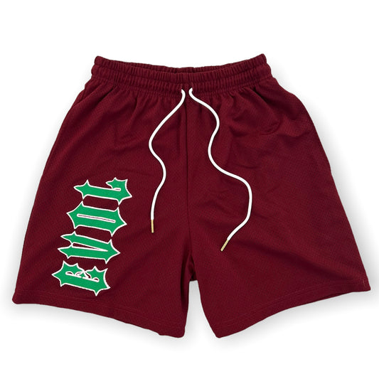 EVOL F*ck Love Shorts Maroon and Green