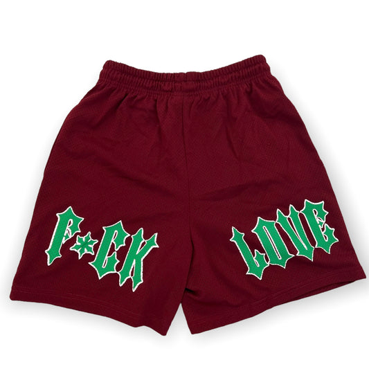 EVOL F*ck Love Shorts Maroon and Green