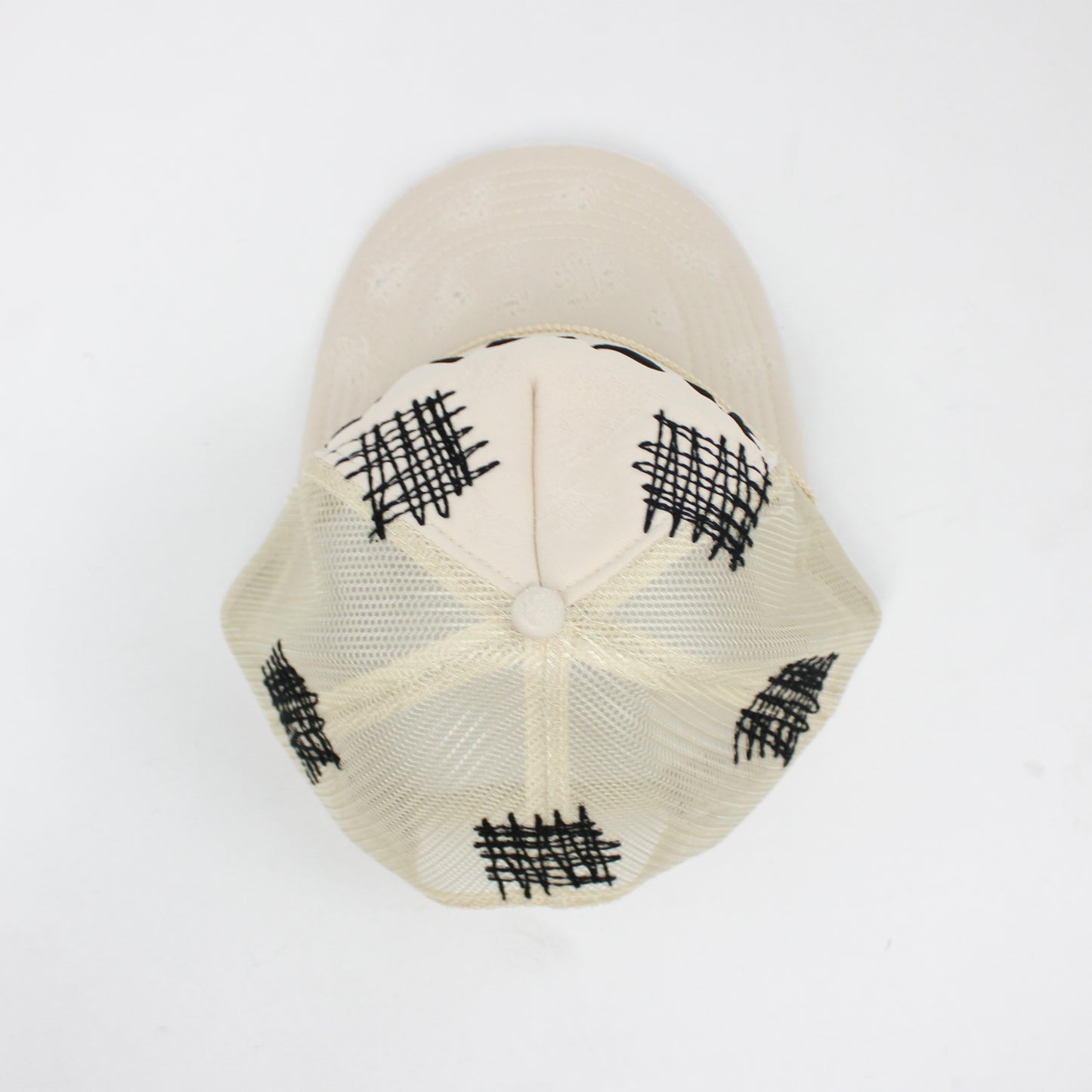 PAIN IS PURE 'PURE' LOGO NEEDLE REPAIR TRUCKER HAT CREAM/BLACK