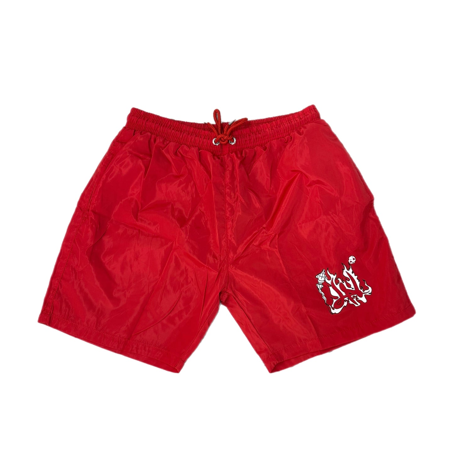 LONELY NIGHTS FLAME LOGO SHORTS RED/WHITE