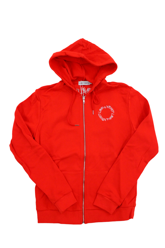 Lonely Nights Red Zip-Up Wings Hoodie LNC