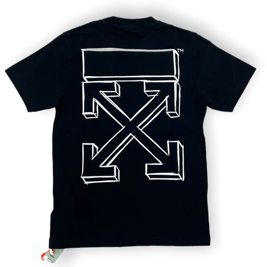 Off white outline marker arrow slim black white tee