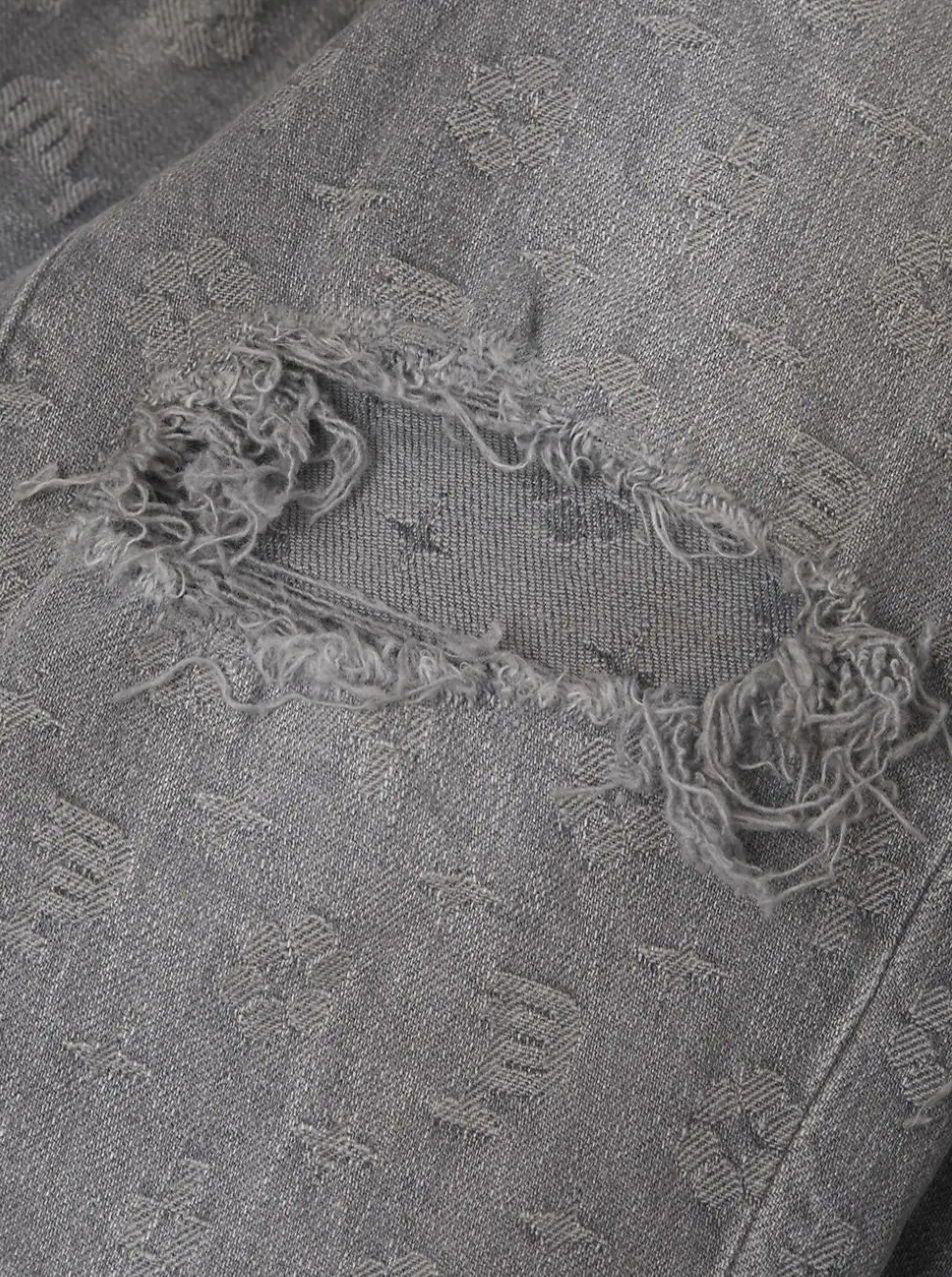 Purple Brand Washed Grey Jacquard Jeans