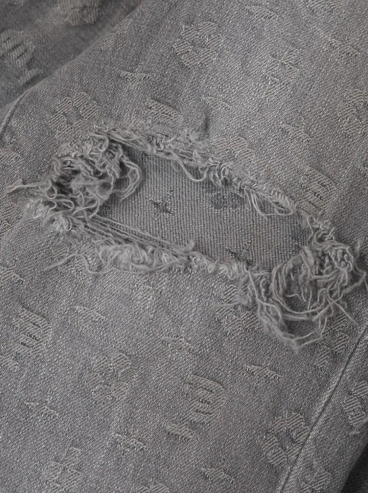 Purple Brand Washed Grey Jacquard Jeans