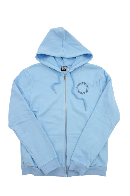 Lonely Nights Baby Blue Zip-Up Rhinestone Hoodie LNC