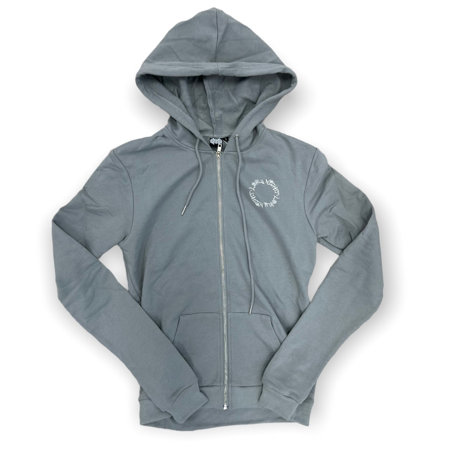 Lonely Nights Zip Up Grey and White