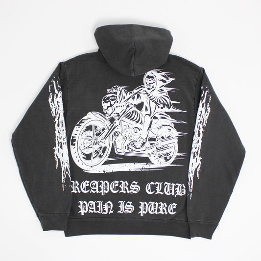 PAIN IS PURE REAPERS CLUB PURE BIKER HOODIE VINTAGE BLACK/WHITE