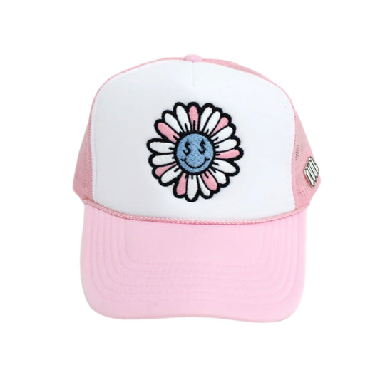 EVOL FLOWER TRUCKER HAT PINK/BABY BLUE