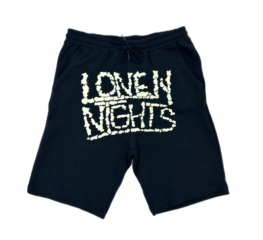 LONELY NIGHTS BONE LETTERS SWEATSHORTS BLACK