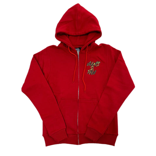 Lonely Nights Numb 2 Pain Zip-Up Hoodie Red