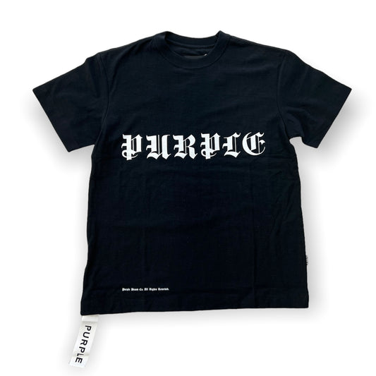 Purple Brand Textured Jersey SS Tee Gothic Wordmark Black Beauty