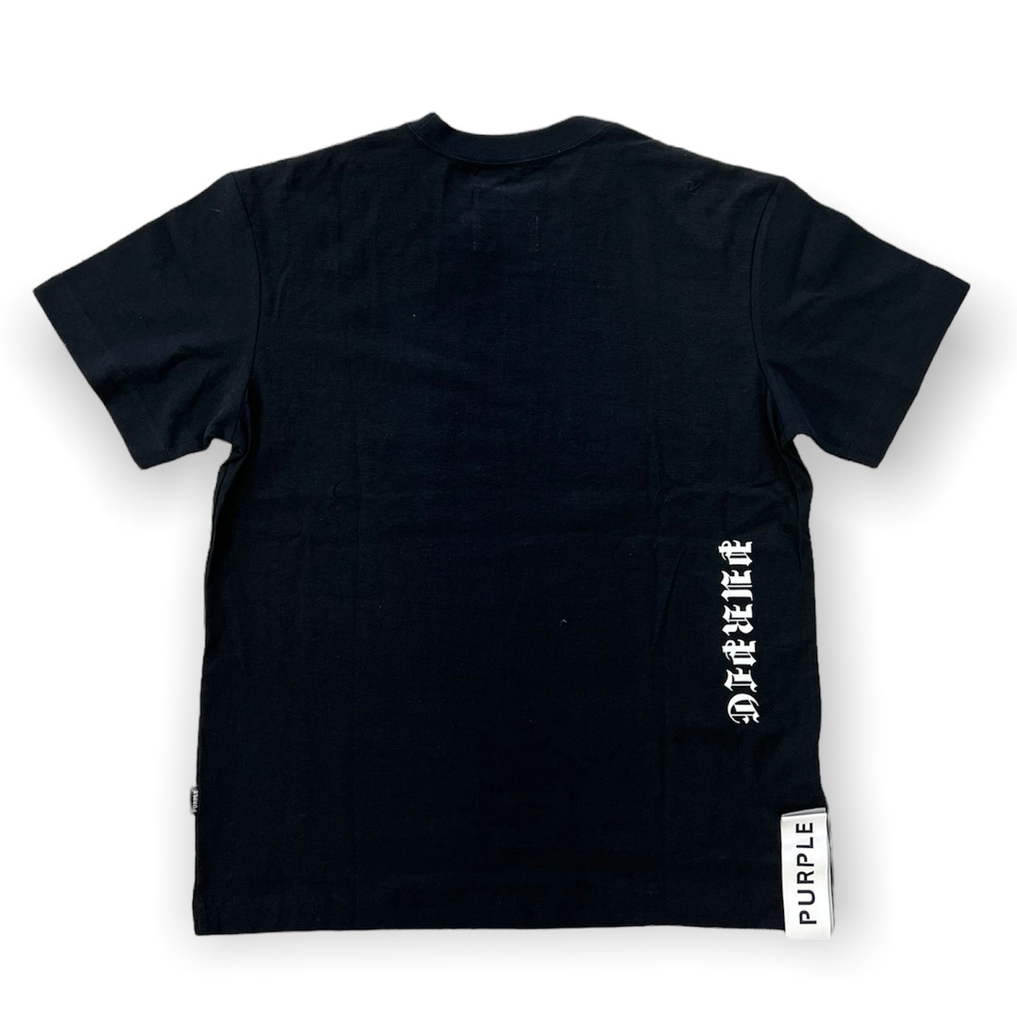 Purple Brand Textured Jersey SS Tee Gothic Wordmark Black Beauty