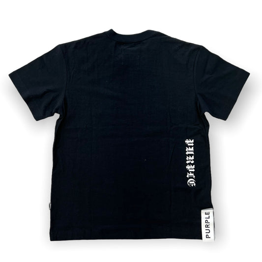 Purple Brand Textured Jersey SS Tee Gothic Wordmark Black Beauty