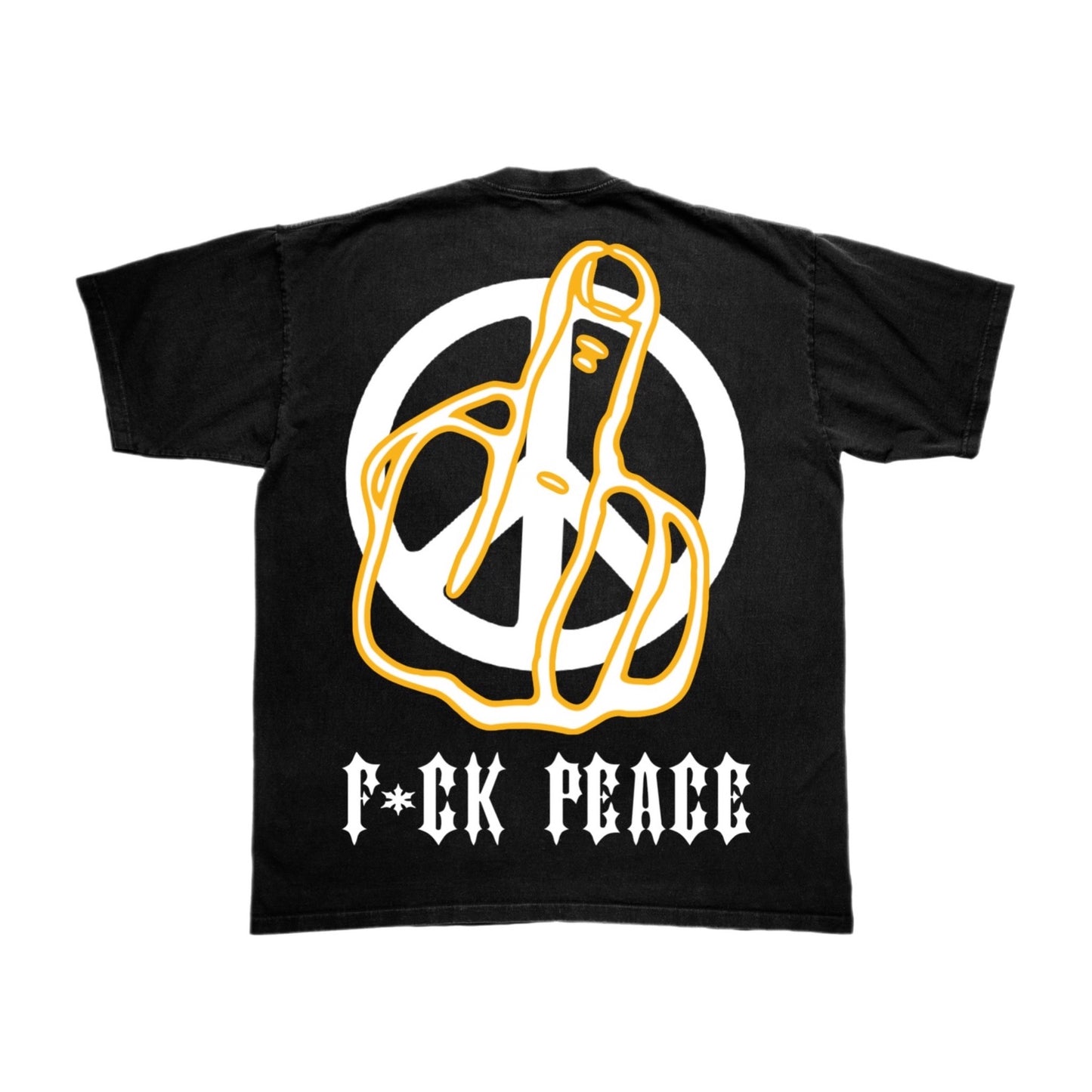 EVOL F*CK PEACE FLOWER TEE BLACK AND YELLOW