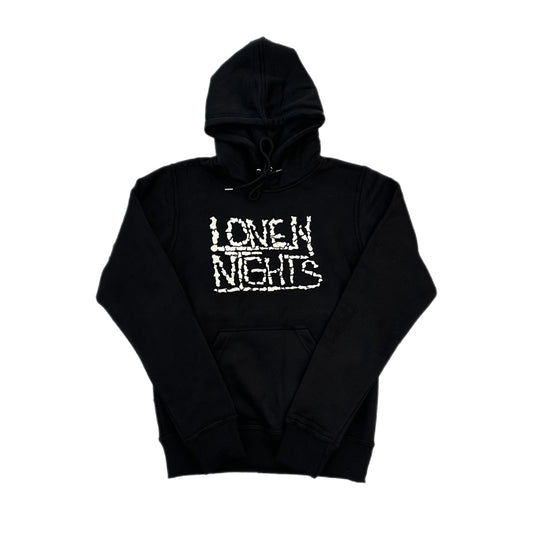 Lonely Nights Bone Letters Hoodie Black/Cream