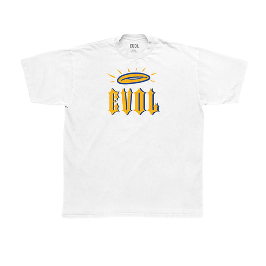 EVOL Halo Over Skull Tee White/ Blue/ Yellow