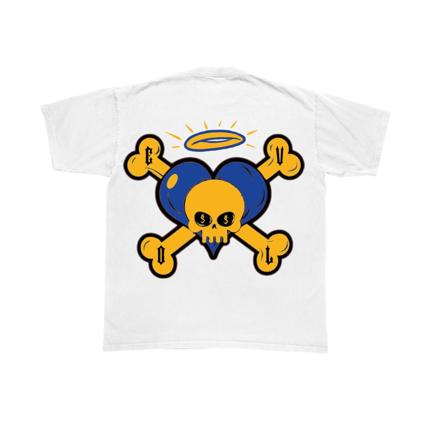 EVOL Halo Over Skull Tee White/ Blue/ Yellow