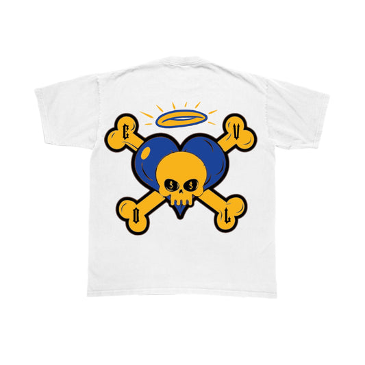 EVOL Halo Over Skull Tee White/ Blue/ Yellow
