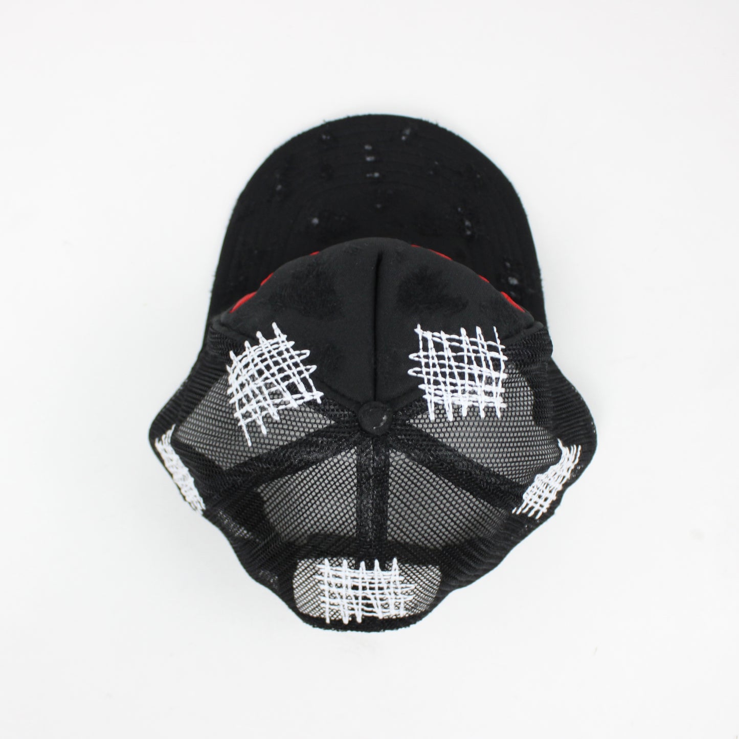 PAIN IS PURE 'PURE' LOGO NEEDLE REPAIR TRUCKER HAT BLACK/RED