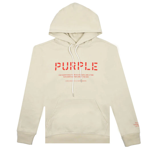 Purple Brand French Terry Cream Stencil Logo Hoody