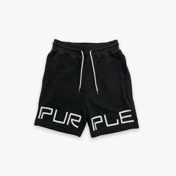 Purple Brand French Terry Sweatshort - Wordmark Black