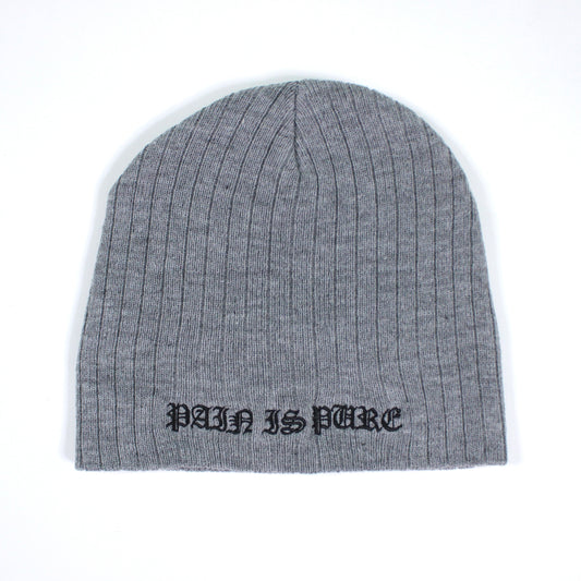 Pain Is Pure 'Pure' Logo Ribbed Beanie Heather Grey/Black