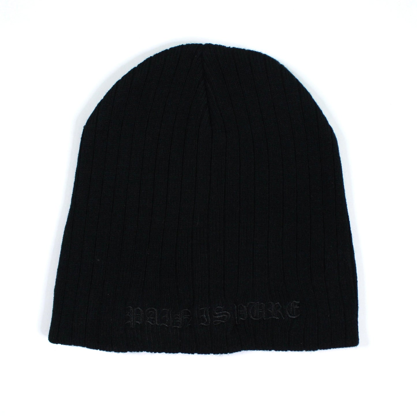 Pain Is Pure 'Pure' Logo Ribbed Beanie Black/Black