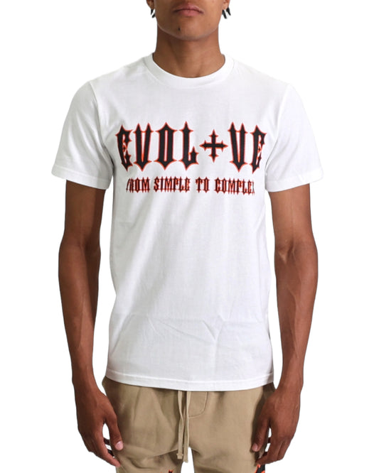 EVOL+VE From Simple To Complex Logo Tee White/Orange