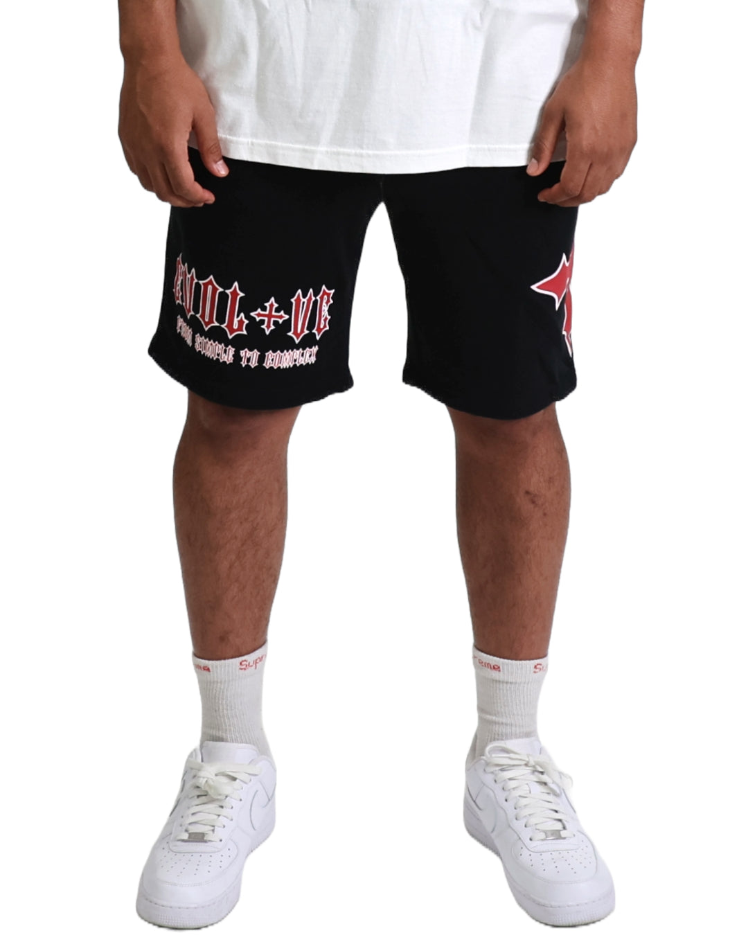 EVOL+VE From Simple To Complex Logo Shorts Black/Red