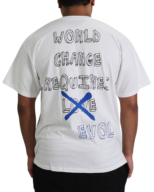 EVOL WORLD CHANGE TEE WHITE/ROYAL BLUE/RED