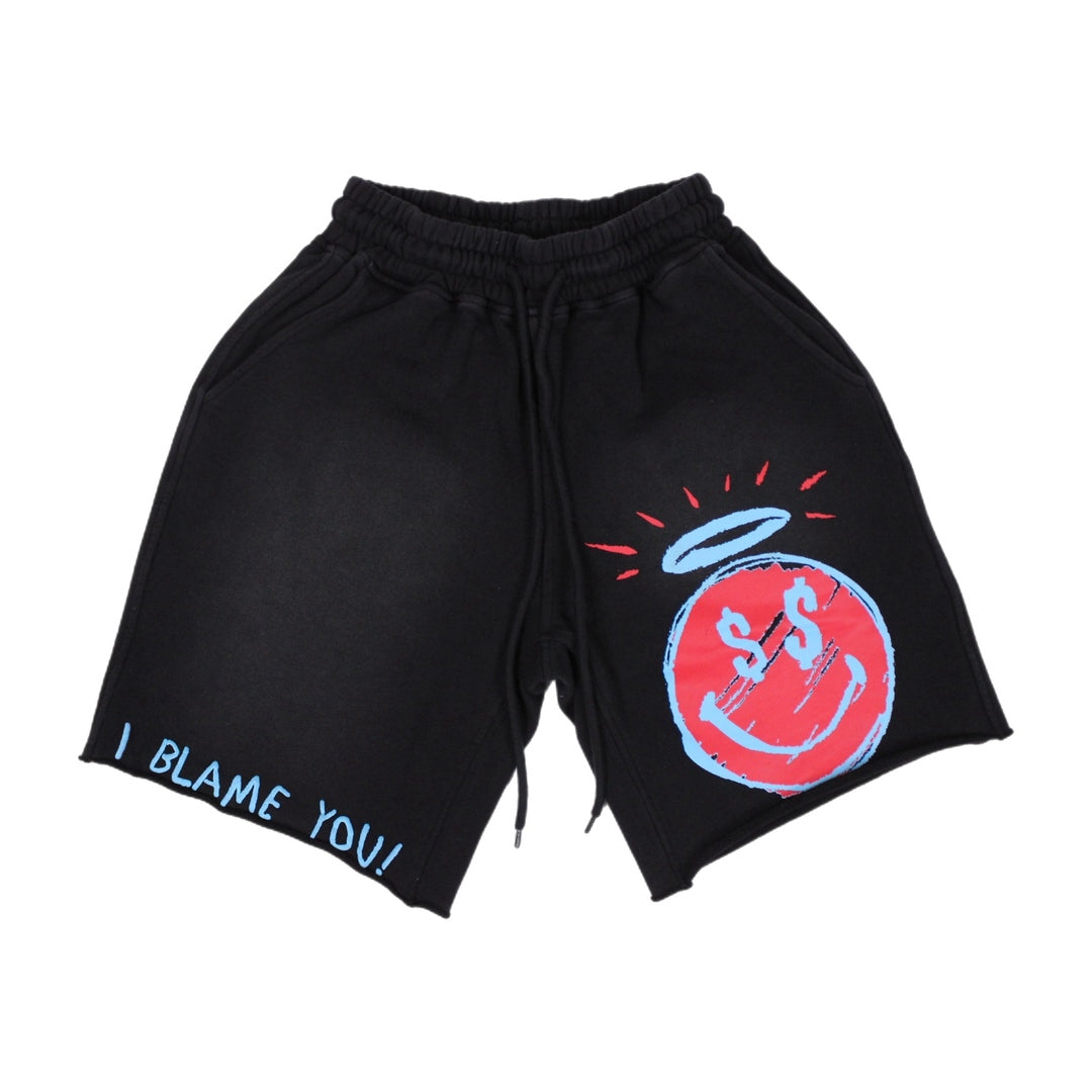 EVOL I BLAME YOU WASHED SWEATSHORTS BLACK/RED