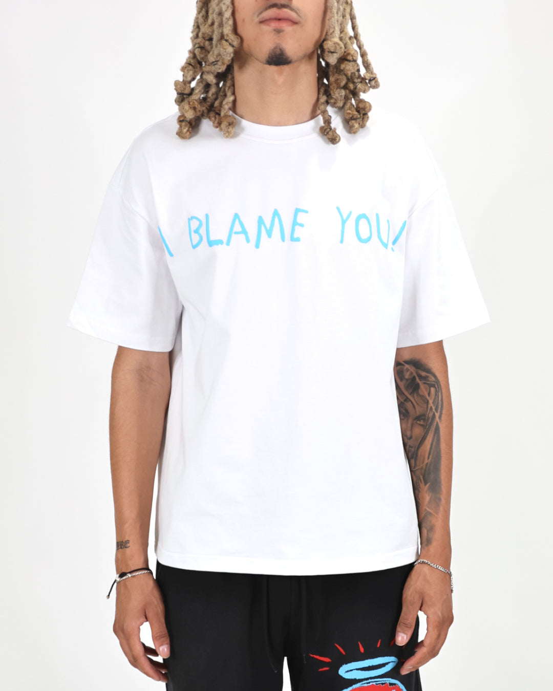 EVOL I BLAME YOU TEE WHITE/RED/BLUE