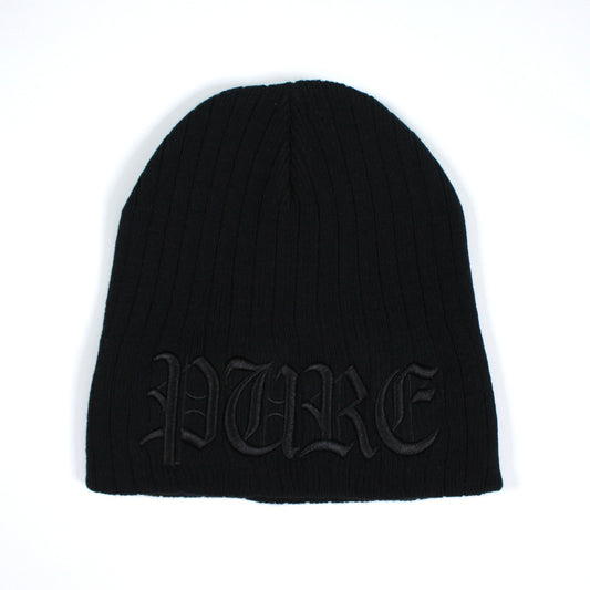 Pain Is Pure 'Pure' Logo Ribbed Beanie Black/Black