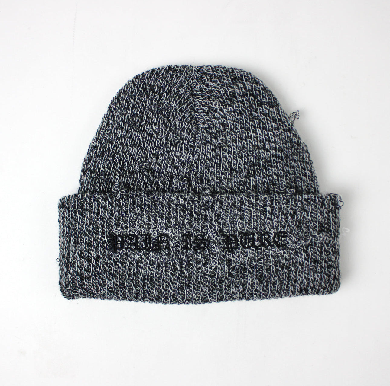 Pain Is Pure 'Pure' Logo Hand-Distressed Folded Beanie Black/White