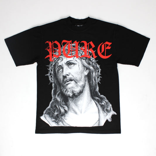 PAIN IS PURE JESUS SAVIOR TEE BLACK/RED