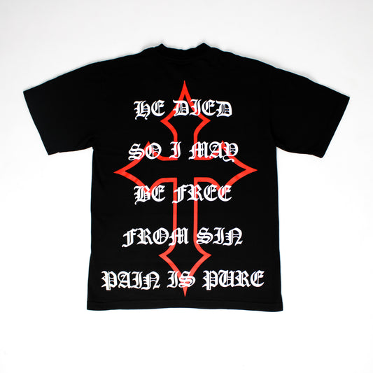 PAIN IS PURE JESUS SAVIOR TEE BLACK/RED
