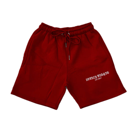 Lonely Nights EST. 2021 Sweatshorts Red/White