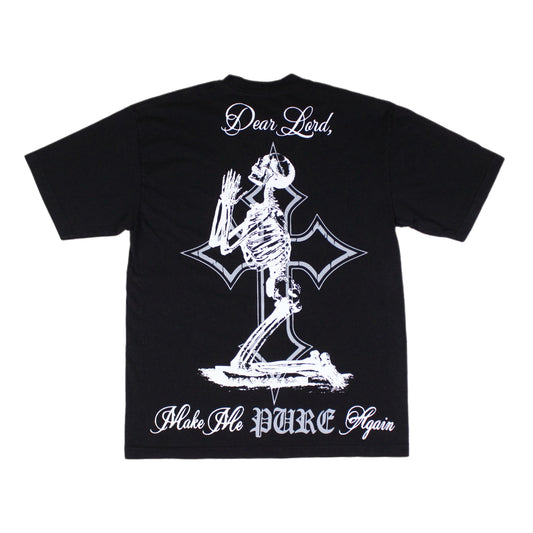 PAIN IS PURE PRAYING SKELETON TEE BLACK/WHITE